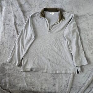 J. Crew Sweater Men's XL Grey Heather 1/4 Zip Pullover Cotton Knit Long Sleeve